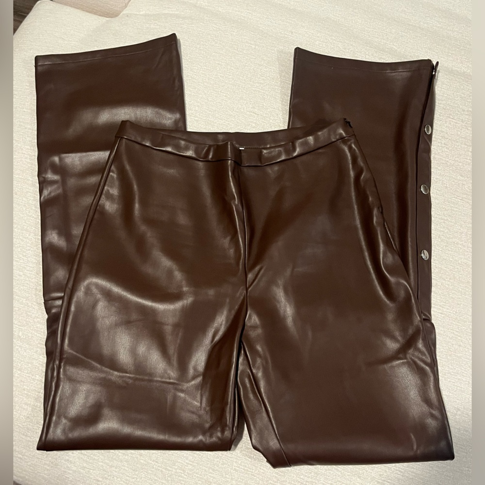Superdown Brown Faux Leather Pants